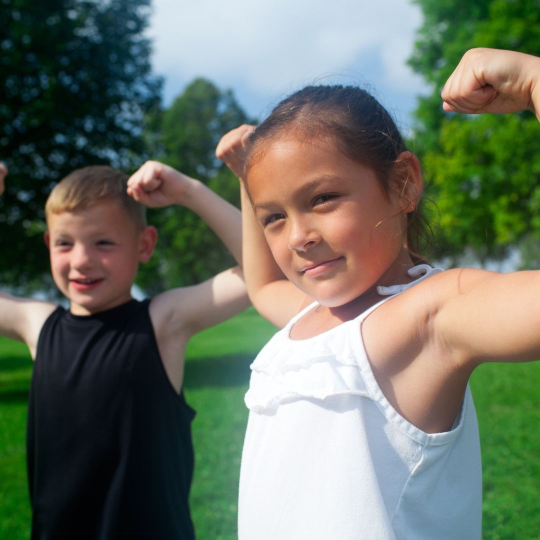 Children exercising in Acton Park